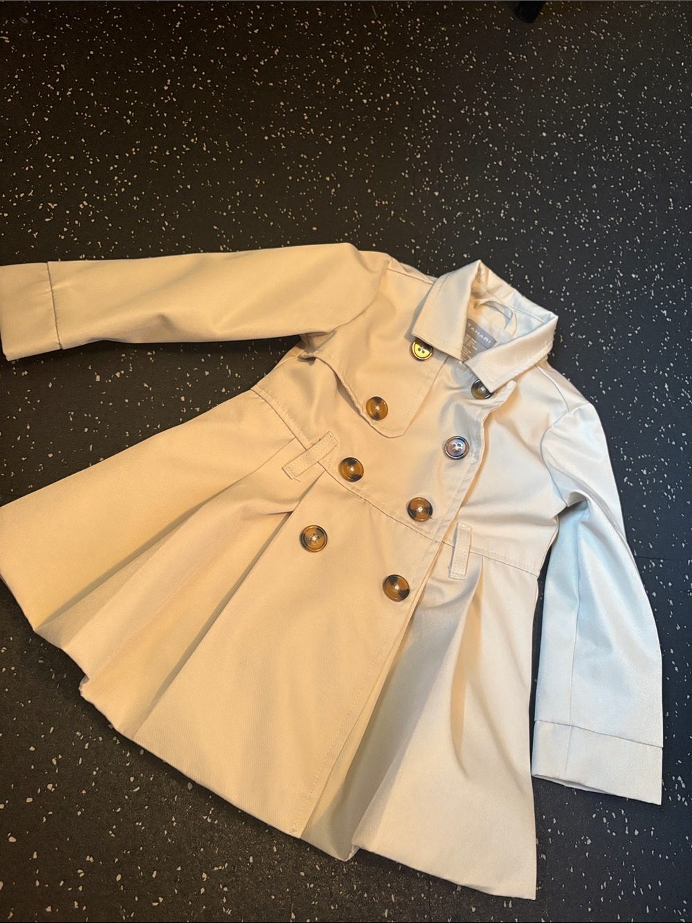Tahari Girls' Cream Double-Breasted Pea Coat 18M